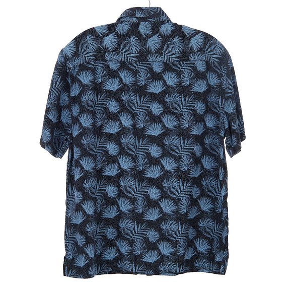 Nat Nast Silk Cotton Blend Button Up Shirt Palm Blue Black Mens Medium - Picture 5 of 6